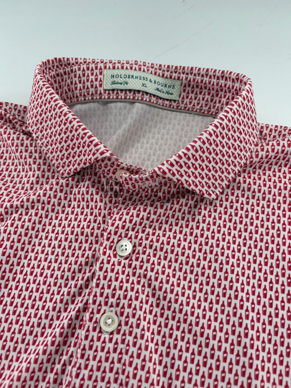 Holderness & Bourne Olde Stone Golf Club Polo Mens XL Bourbon Print Red